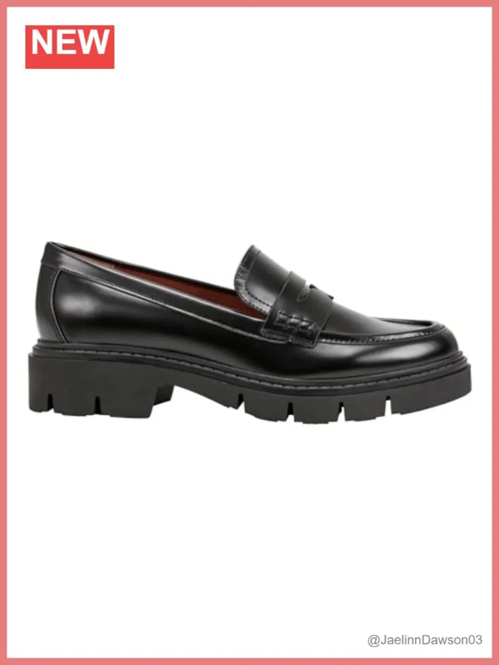 Faux Leather Penny Loafers Lug Sole Slip On Almond Toe Casual